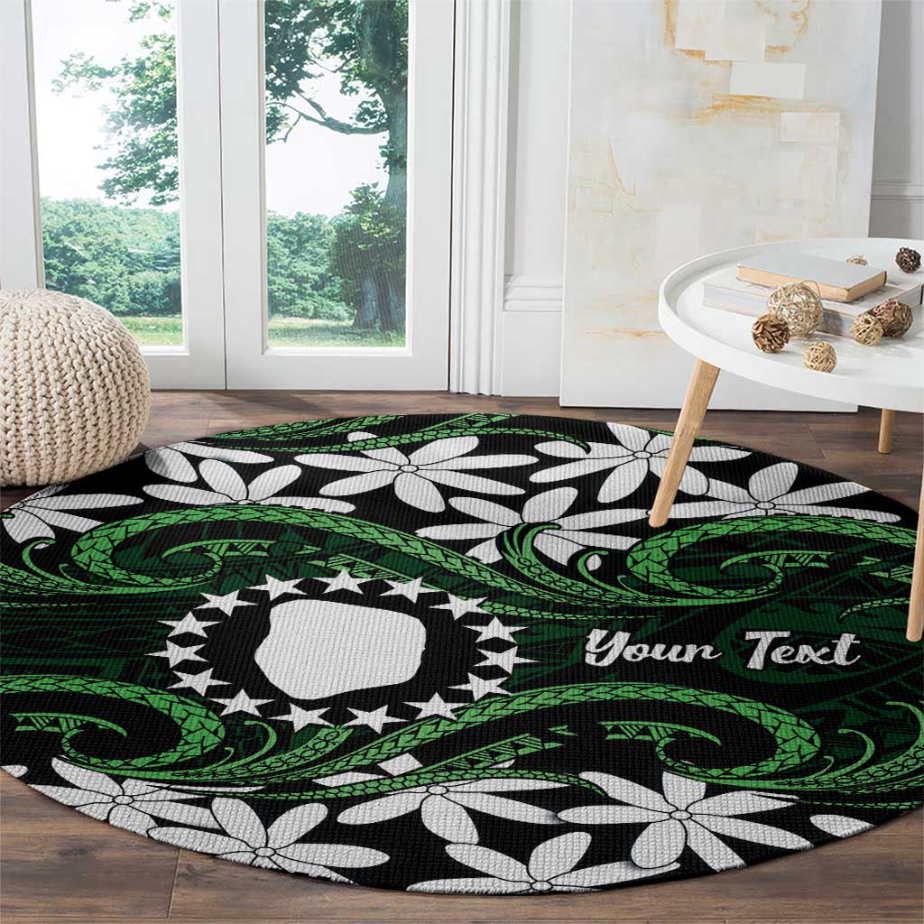 Personalised Cook Islands Mitiaro Round Carpet Tiare Maori Polynesian Waves Tattoo LT14 - Polynesian Pride