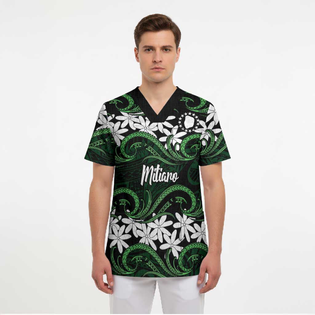 Personalised Cook Islands Mitiaro Scrub Top Tiare Maori Polynesian Waves Tattoo LT14 - Polynesian Pride