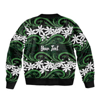 Personalised Cook Islands Mitiaro Sleeve Zip Bomber Jacket Tiare Maori Polynesian Waves Tattoo LT14 - Polynesian Pride