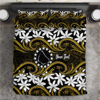 Personalised Cook Islands Manihiki Bedding Set Tiare Maori Polynesian Waves Tattoo LT14 Gold - Polynesian Pride