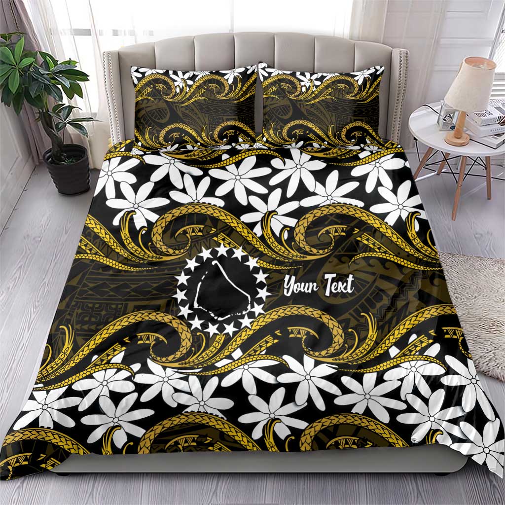 Personalised Cook Islands Manihiki Bedding Set Tiare Maori Polynesian Waves Tattoo LT14 - Polynesian Pride