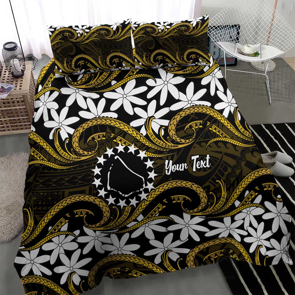 Personalised Cook Islands Manihiki Bedding Set Tiare Maori Polynesian Waves Tattoo LT14 - Polynesian Pride