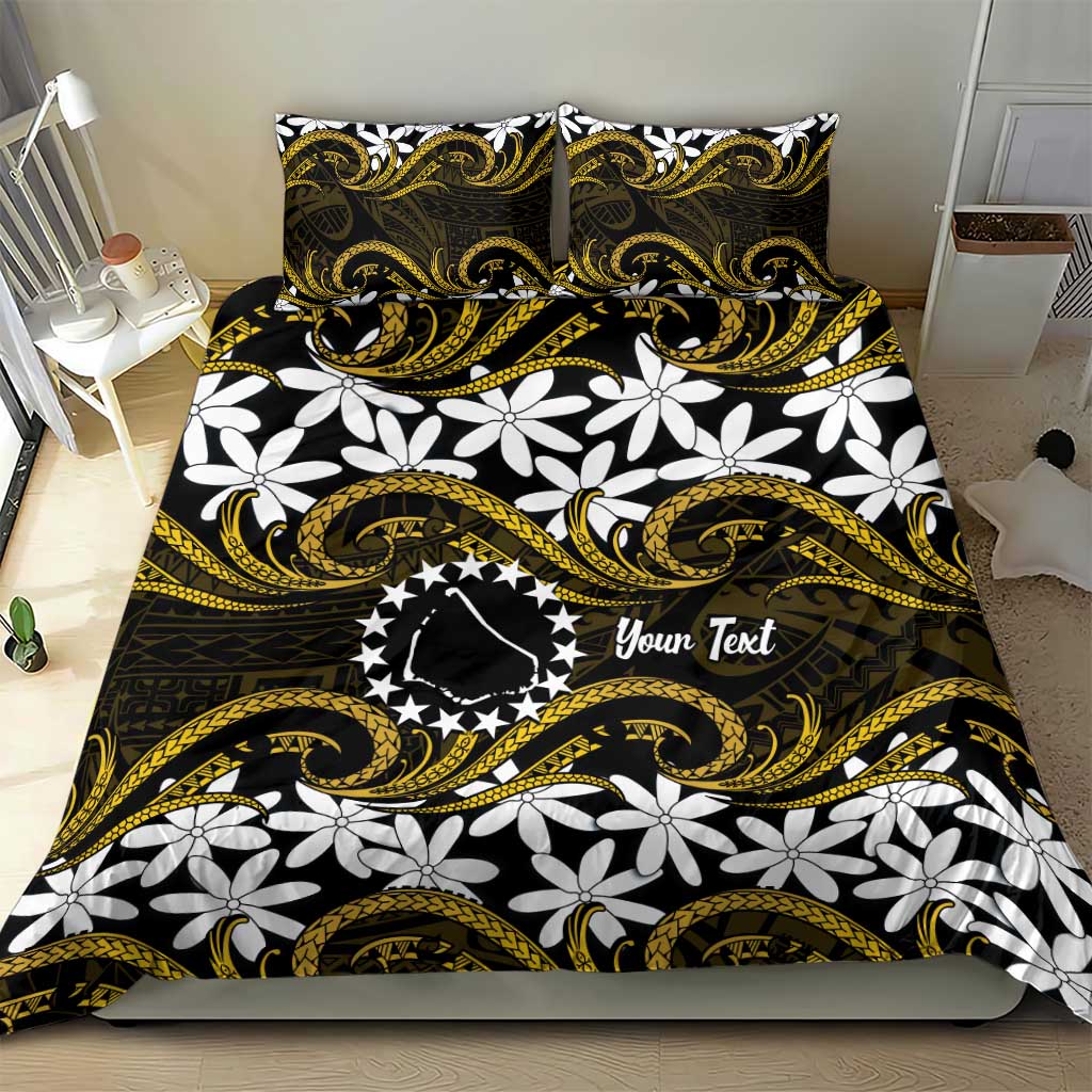 Personalised Cook Islands Manihiki Bedding Set Tiare Maori Polynesian Waves Tattoo LT14 - Polynesian Pride