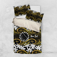 Personalised Cook Islands Manihiki Bedding Set Tiare Maori Polynesian Waves Tattoo LT14 US Twin 172cm x 218cm Gold - Polynesian Pride