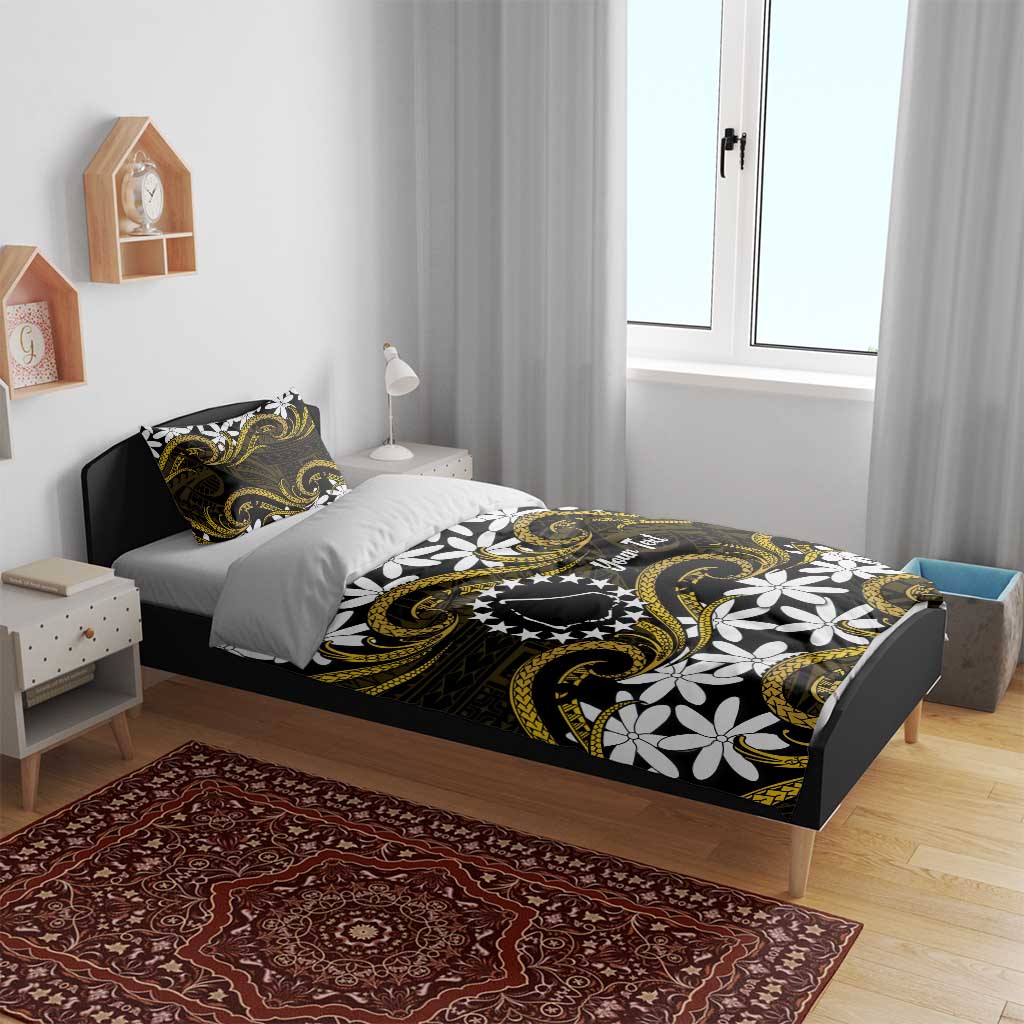 Personalised Cook Islands Manihiki Bedding Set Tiare Maori Polynesian Waves Tattoo LT14 - Polynesian Pride