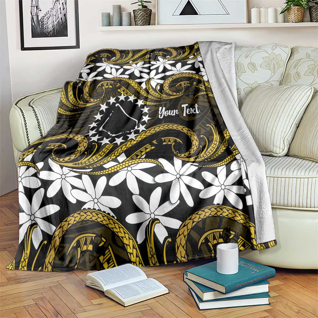 Personalised Cook Islands Manihiki Blanket Tiare Maori Polynesian Waves Tattoo LT14 Gold - Polynesian Pride