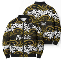 Personalised Cook Islands Manihiki Bomber Puffer Jacket Tiare Maori Polynesian Waves Tattoo LT14 - Polynesian Pride