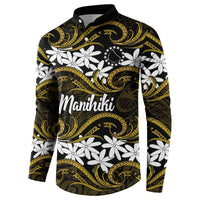 Personalised Cook Islands Manihiki Button Sweatshirt Tiare Maori Polynesian Waves Tattoo LT14 - Polynesian Pride