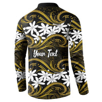 Personalised Cook Islands Manihiki Button Sweatshirt Tiare Maori Polynesian Waves Tattoo LT14 - Polynesian Pride