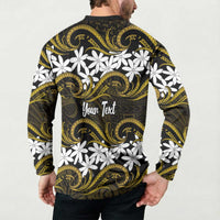 Personalised Cook Islands Manihiki Button Sweatshirt Tiare Maori Polynesian Waves Tattoo LT14 - Polynesian Pride
