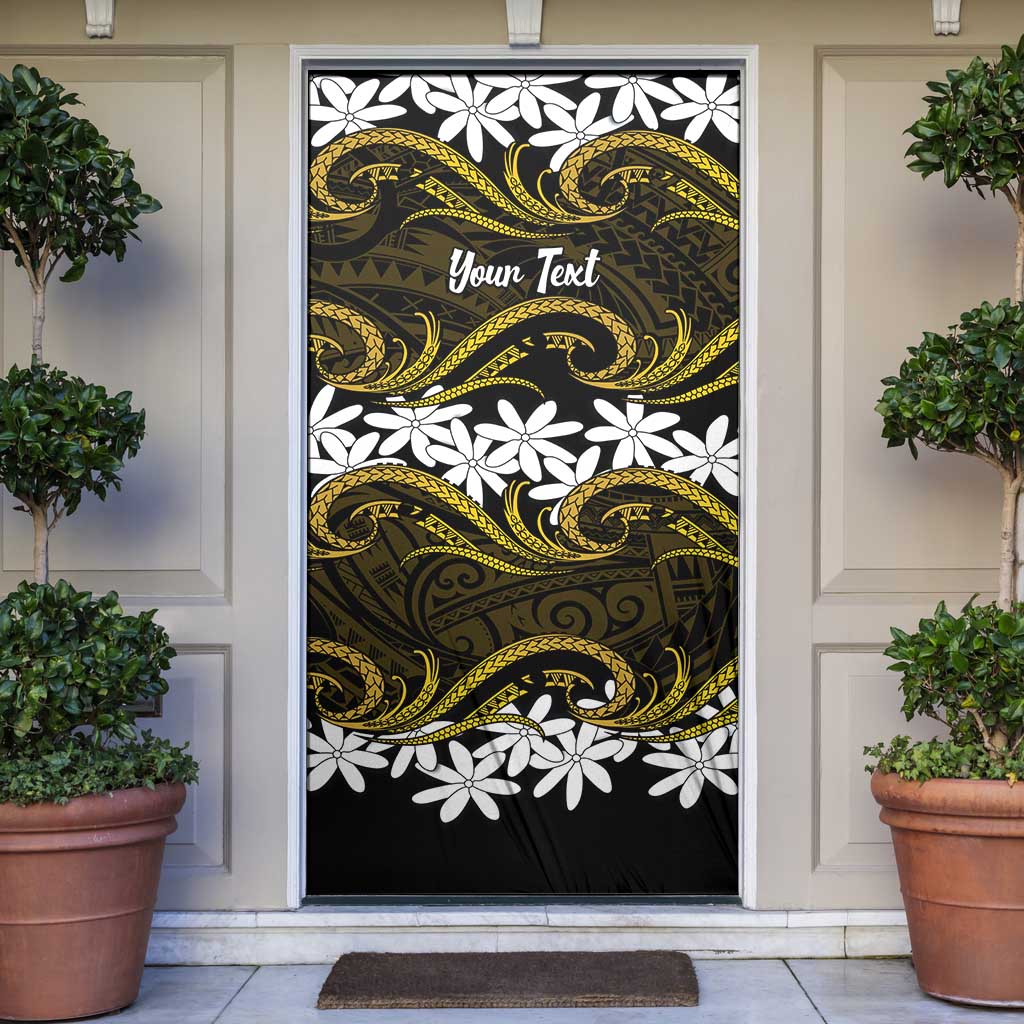 Personalised Cook Islands Manihiki Door Cover Tiare Maori Polynesian Waves Tattoo LT14 Gold - Polynesian Pride