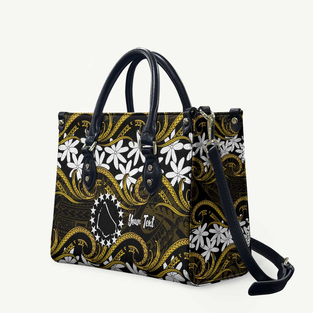 Personalised Cook Islands Manihiki Leather Bag Tiare Maori Polynesian Waves Tattoo LT14 Gold - Polynesian Pride