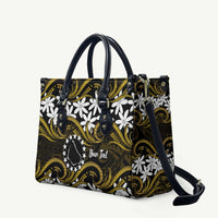 Personalised Cook Islands Manihiki Leather Bag Tiare Maori Polynesian Waves Tattoo LT14 Gold - Polynesian Pride