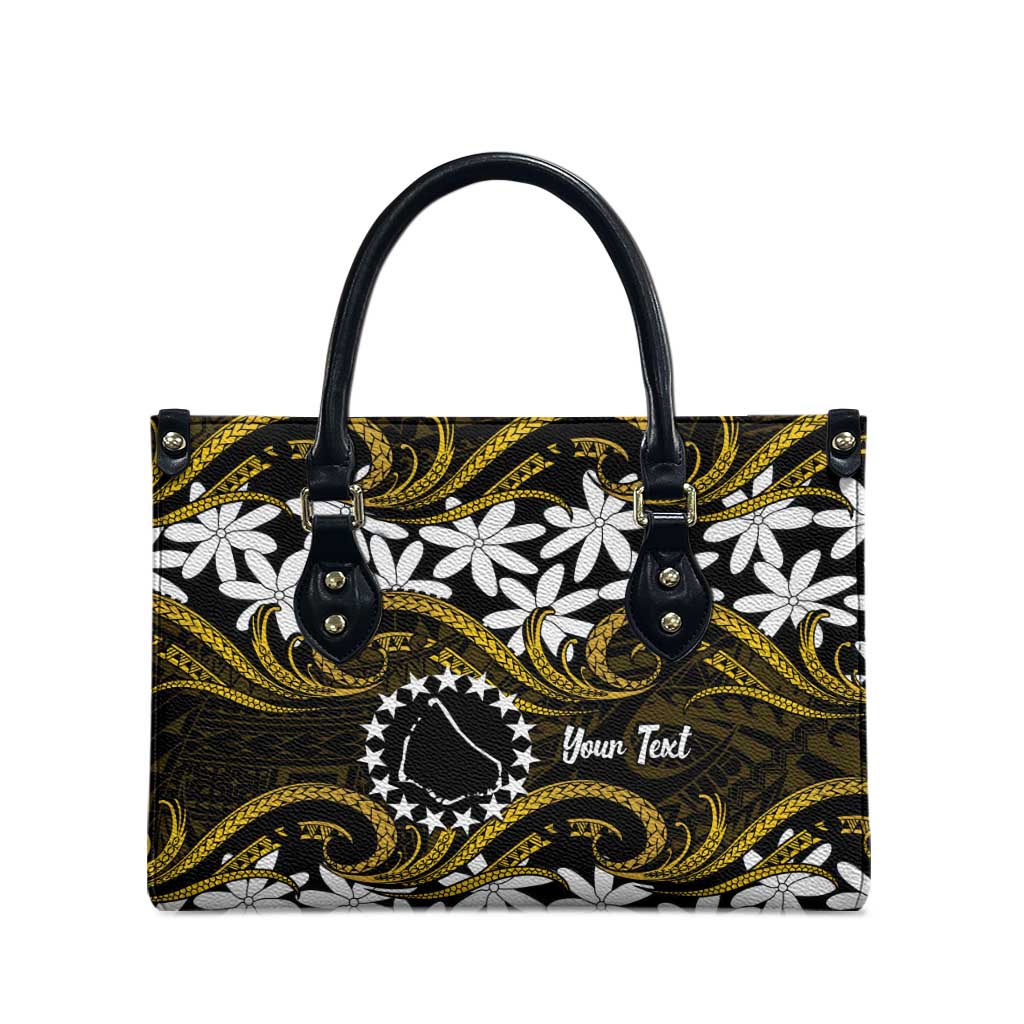 Personalised Cook Islands Manihiki Leather Bag Tiare Maori Polynesian Waves Tattoo LT14 - Polynesian Pride