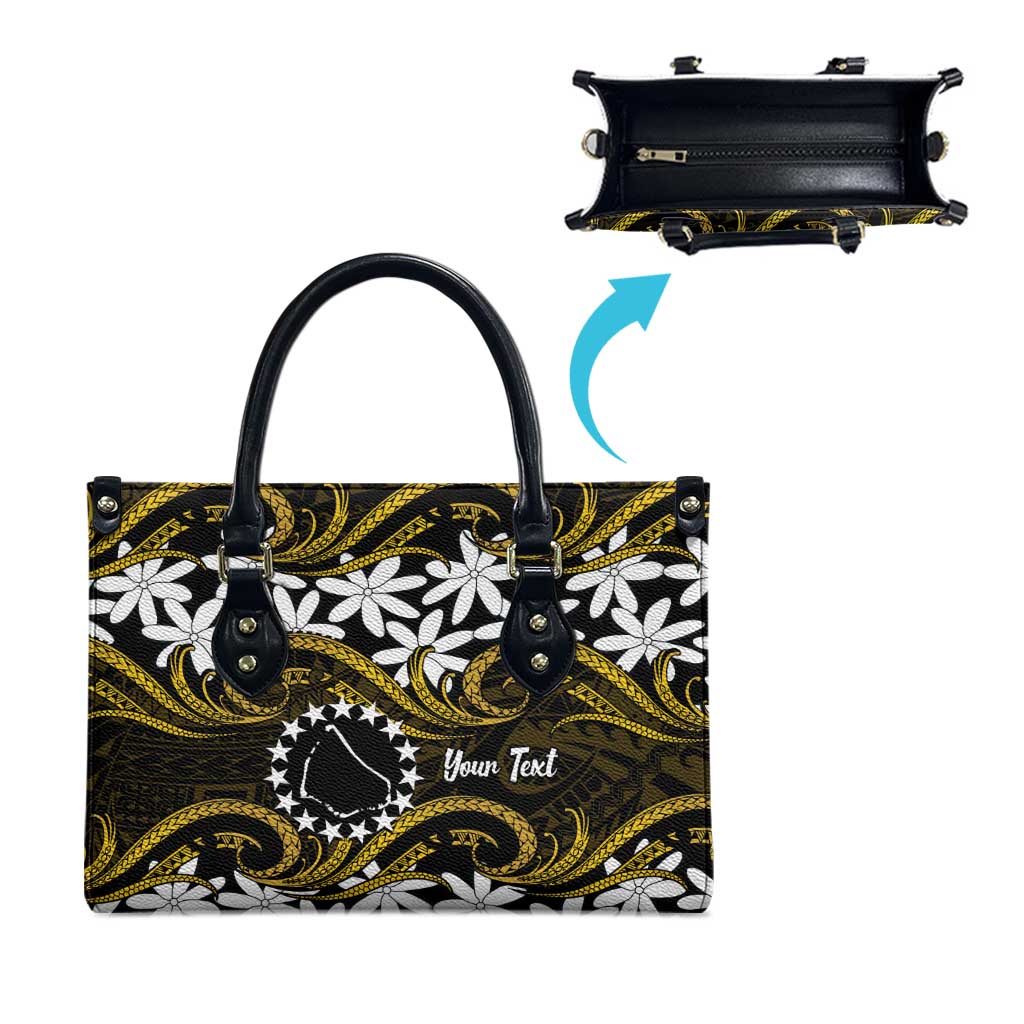 Personalised Cook Islands Manihiki Leather Bag Tiare Maori Polynesian Waves Tattoo LT14 - Polynesian Pride