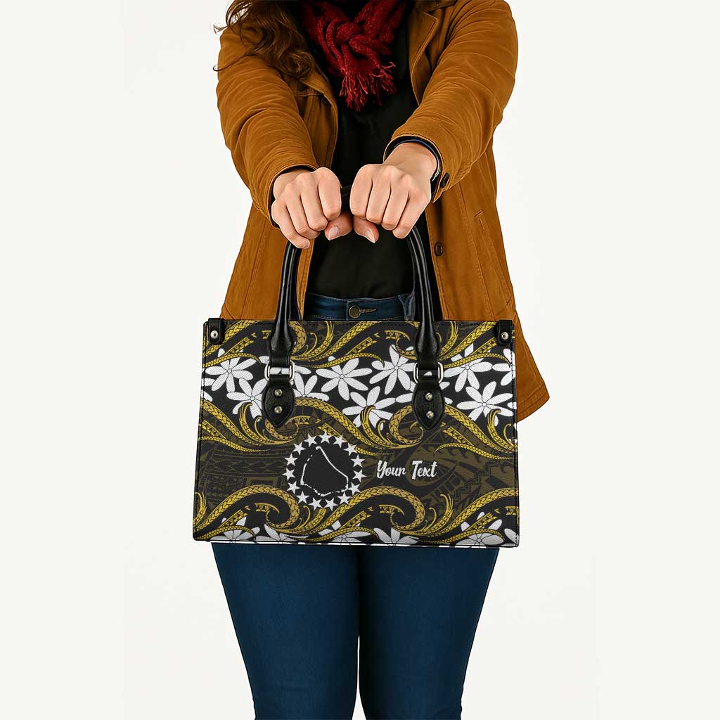 Personalised Cook Islands Manihiki Leather Bag Tiare Maori Polynesian Waves Tattoo LT14 - Polynesian Pride