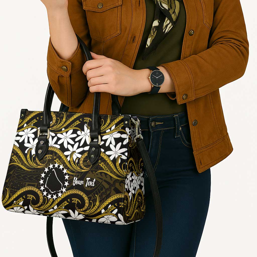 Personalised Cook Islands Manihiki Leather Bag Tiare Maori Polynesian Waves Tattoo LT14 - Polynesian Pride