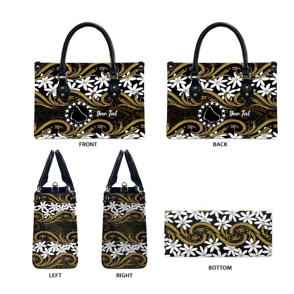 Personalised Cook Islands Manihiki Leather Bag Tiare Maori Polynesian Waves Tattoo LT14 - Polynesian Pride