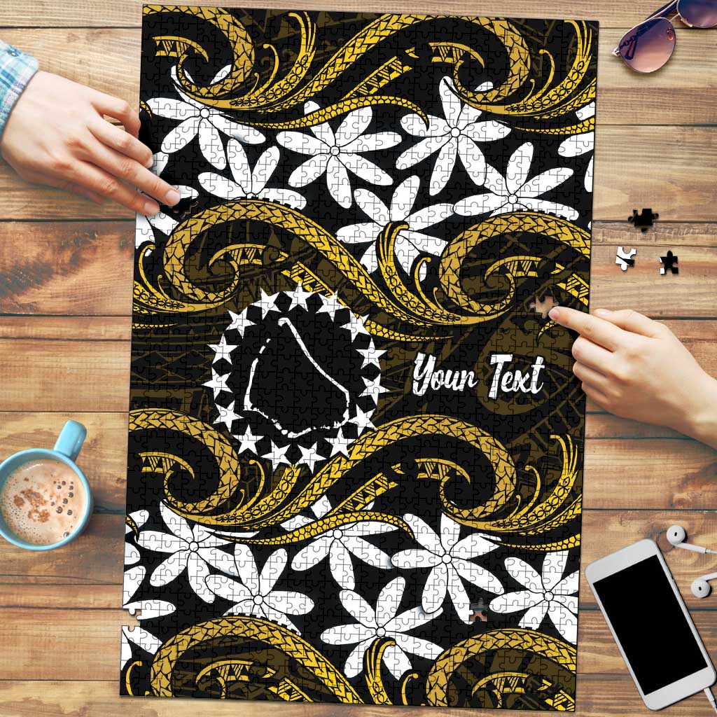 Personalised Cook Islands Manihiki Puzzle Tiare Maori Polynesian Waves Tattoo LT14 Gold - Polynesian Pride