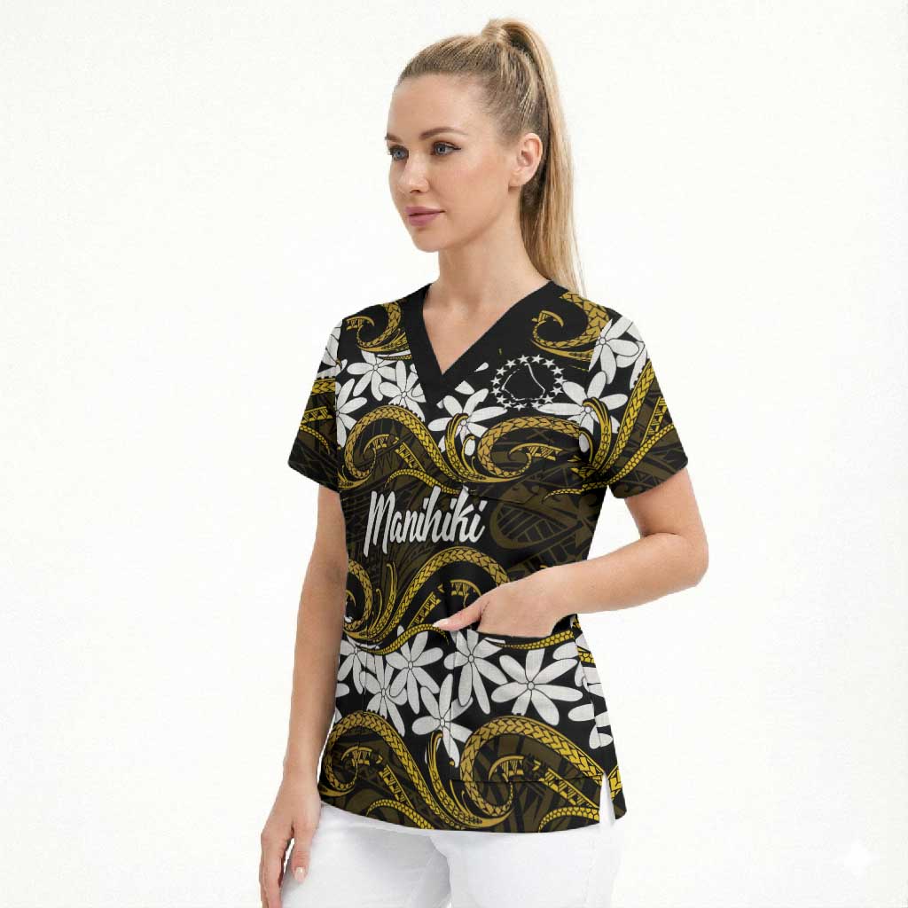 Personalised Cook Islands Manihiki Scrub Top Tiare Maori Polynesian Waves Tattoo LT14 - Polynesian Pride