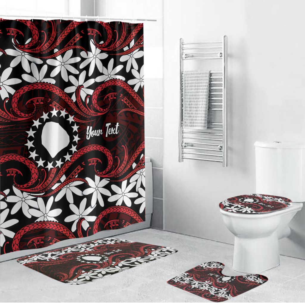Personalised Cook Islands Atiu Enuamanu Bathroom Set Tiare Maori Polynesian Waves Tattoo LT14 Bathroom Set (4 pcs) Red - Polynesian Pride