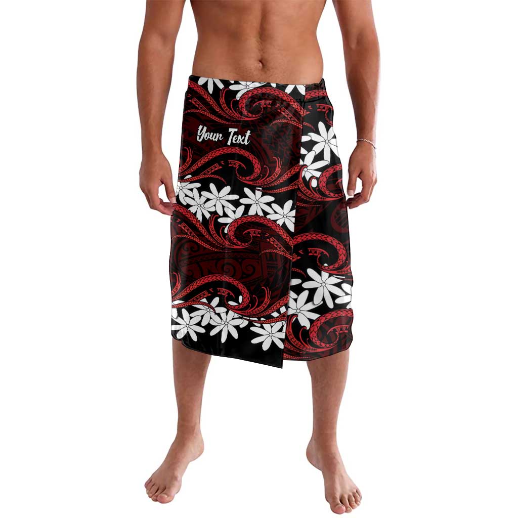 Personalised Cook Islands Atiu Enuamanu Lavalava Tiare Maori Polynesian Waves Tattoo LT14 Red - Polynesian Pride