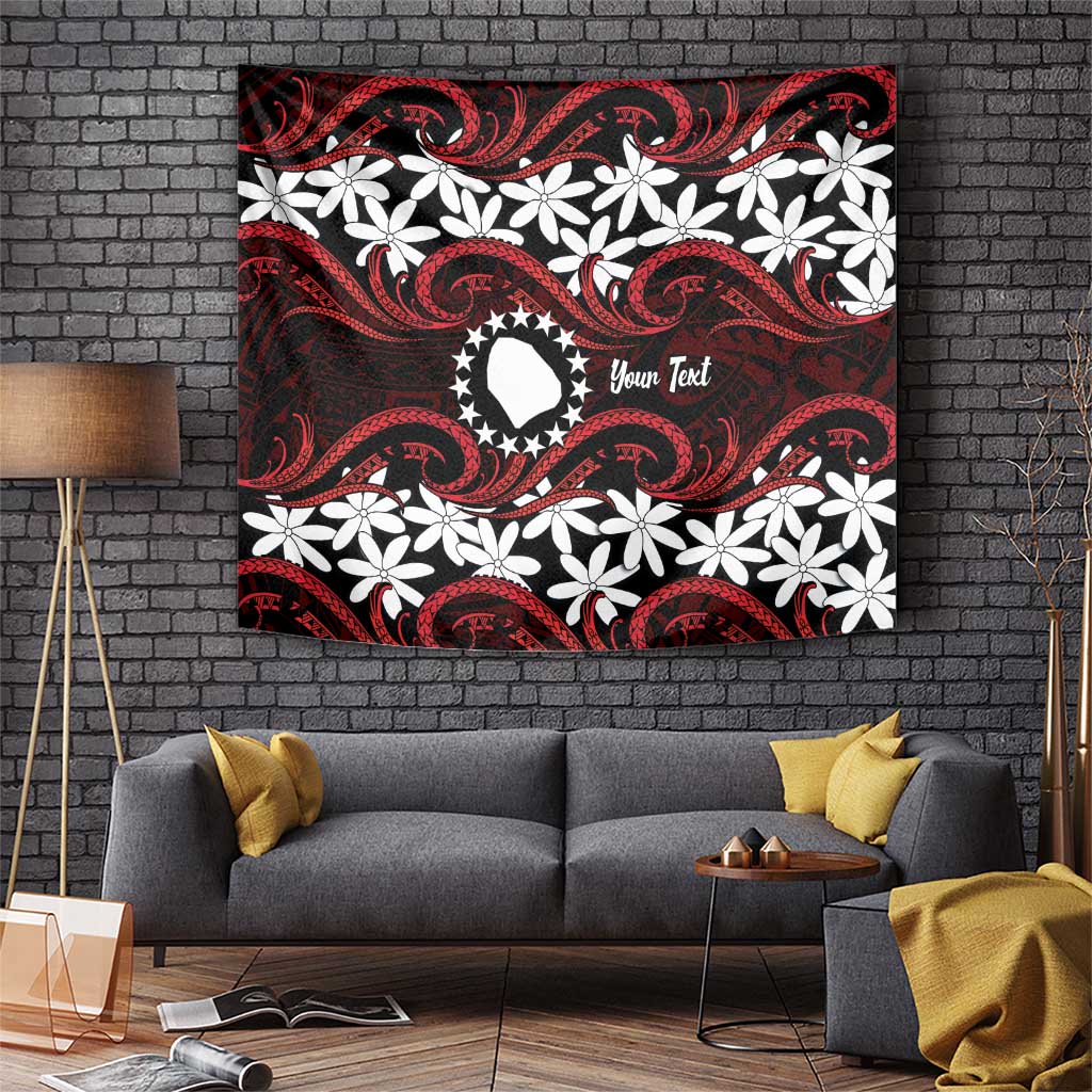 Personalised Cook Islands Atiu Enuamanu Tapestry Tiare Maori Polynesian Waves Tattoo LT14 Red - Polynesian Pride