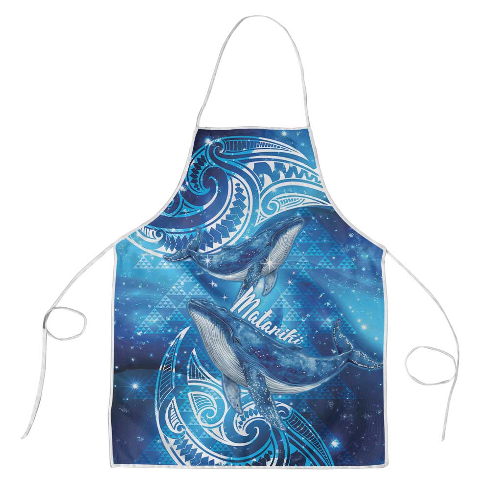 New Zealand Humpback Whale Matariki Apron Maori New Year Taniko Niho Taniwha LT14 Blue - Polynesian Pride