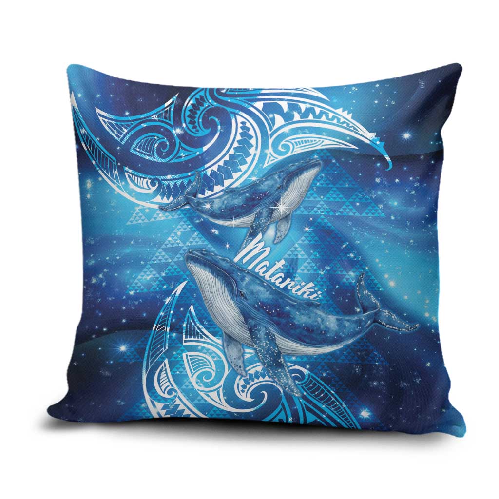 New Zealand Humpback Whale Matariki Pillow Cover Maori New Year Taniko Niho Taniwha LT14 Blue - Polynesian Pride