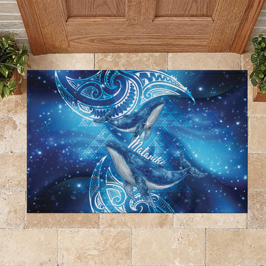 New Zealand Humpback Whale Matariki Rubber Doormat Maori New Year Taniko Niho Taniwha LT14 Blue - Polynesian Pride