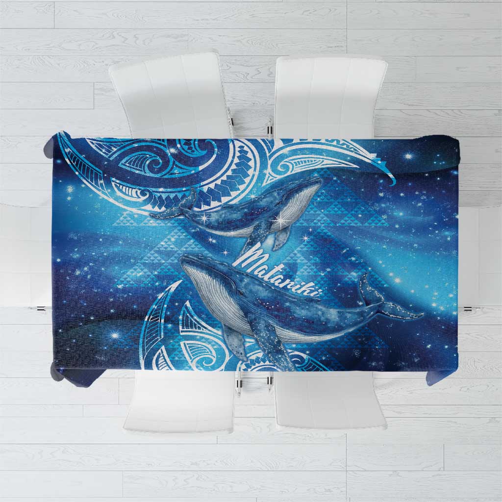 New Zealand Humpback Whale Matariki Tablecloth Maori New Year Taniko Niho Taniwha LT14 Blue - Polynesian Pride