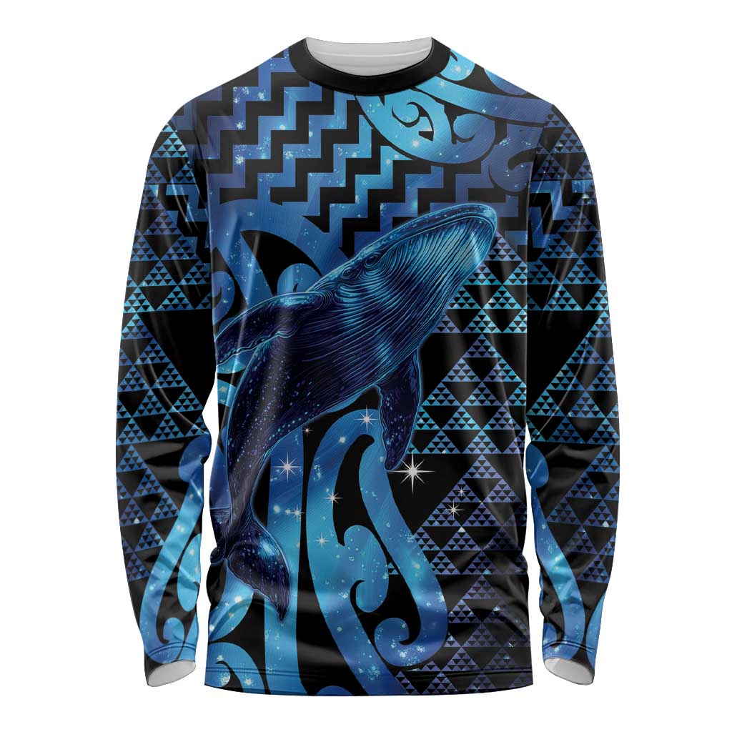 Humpback Whale Matariki New Zealand Long Sleeve Shirt NZ Maori Paikea Poutama Luxury Blue LT14 Unisex Blue - Polynesian Pride