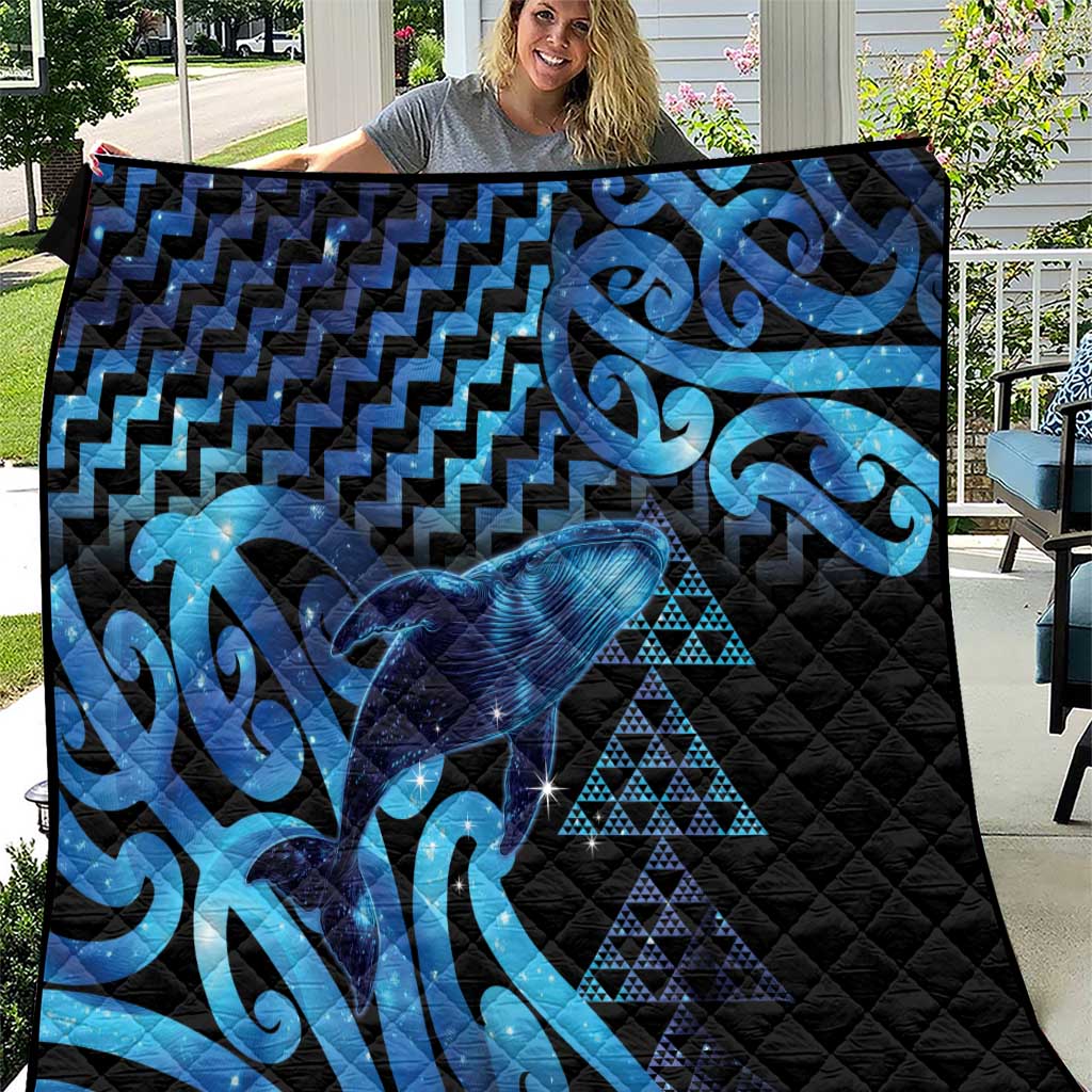 Humpback Whale Matariki New Zealand Quilt NZ Maori Paikea Poutama Luxury Blue LT14 Blue - Polynesian Pride