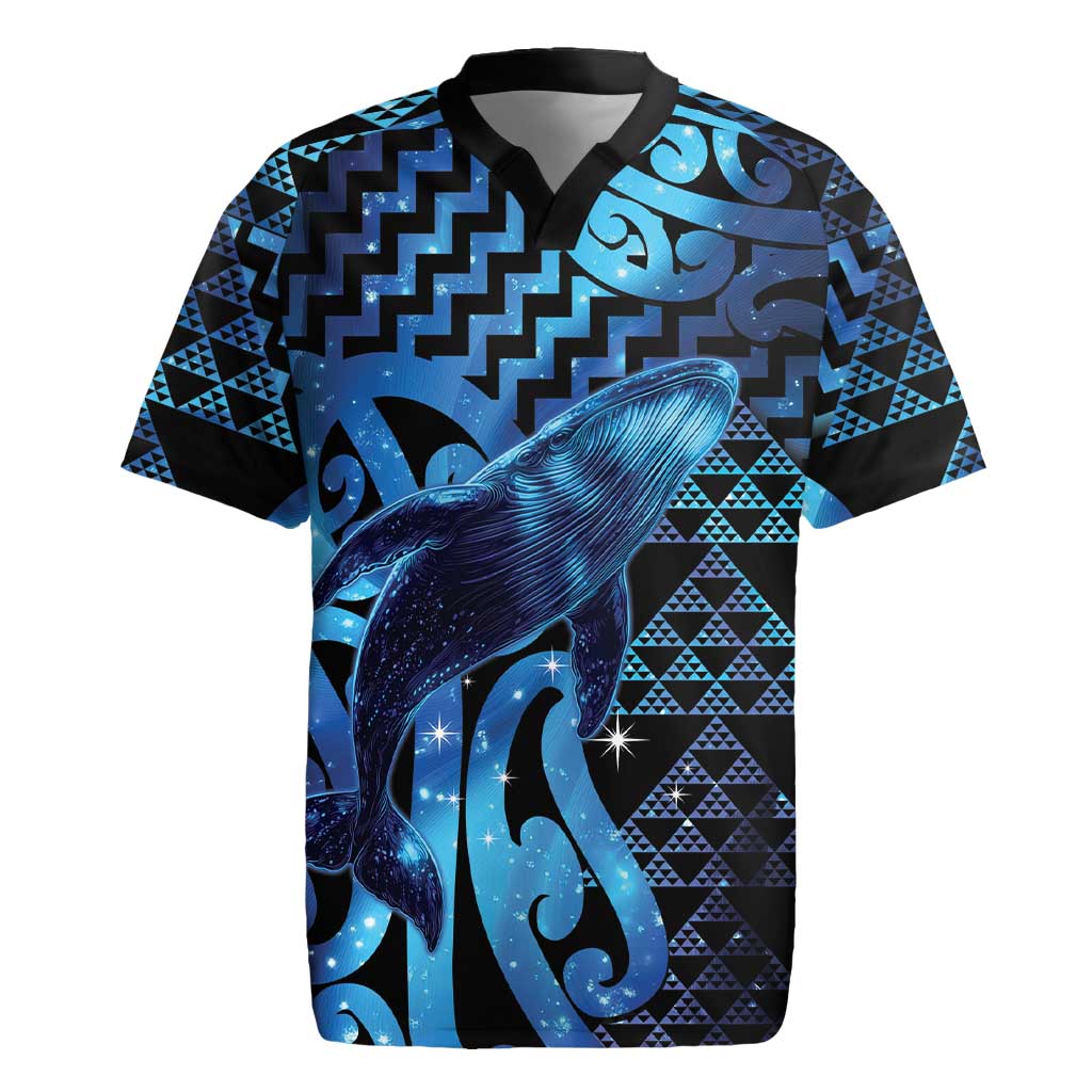 Humpback Whale Matariki New Zealand Rugby Jersey NZ Maori Paikea Poutama Luxury Blue LT14 Blue - Polynesian Pride