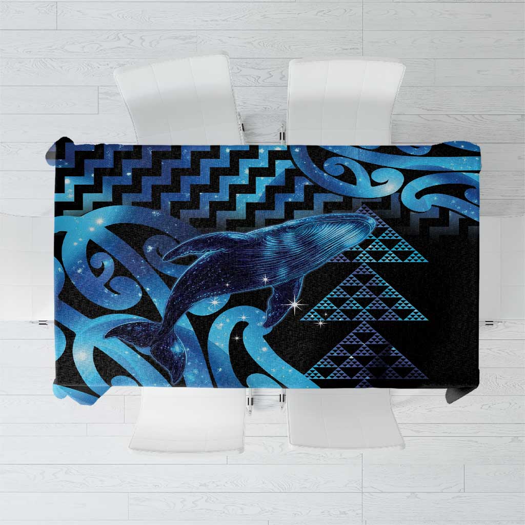 Humpback Whale Matariki New Zealand Tablecloth NZ Maori Paikea Poutama Luxury Blue LT14 Blue - Polynesian Pride