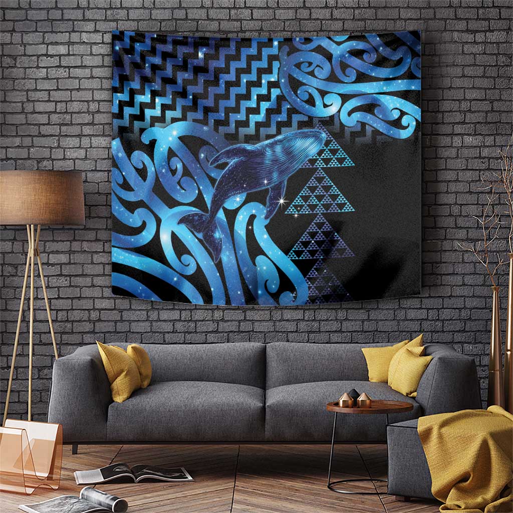 Humpback Whale Matariki New Zealand Tapestry NZ Maori Paikea Poutama Luxury Blue LT14 Blue - Polynesian Pride