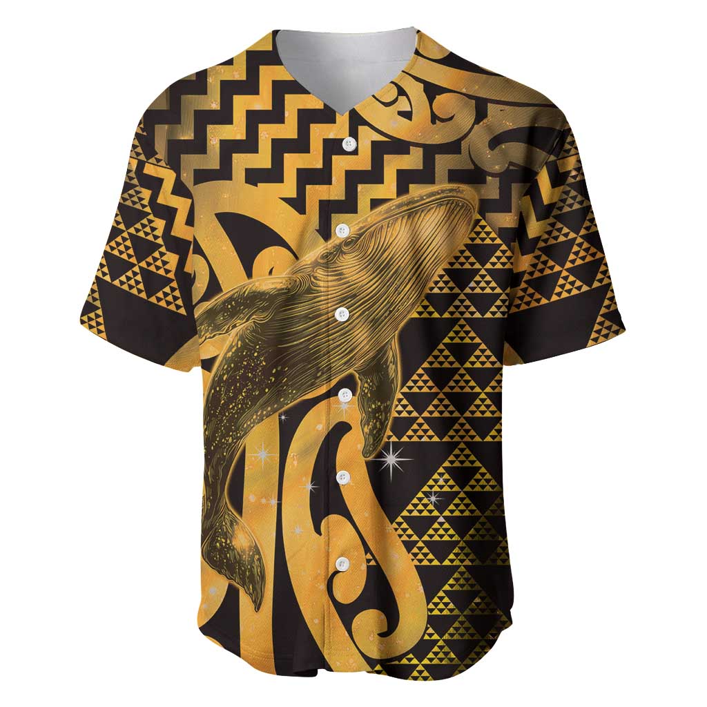 Humpback Whale Matariki New Zealand Baseball Jersey NZ Maori Paikea Poutama Luxury Gold LT14 Gold - Polynesian Pride