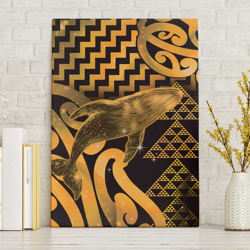 Humpback Whale Matariki New Zealand Canvas Wall Art NZ Maori Paikea Poutama Luxury Gold LT14 Without Frame Gold - Polynesian Pride