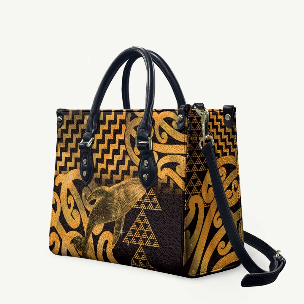 Humpback Whale Matariki New Zealand Leather Bag NZ Maori Paikea Poutama Luxury Gold LT14 Gold - Polynesian Pride