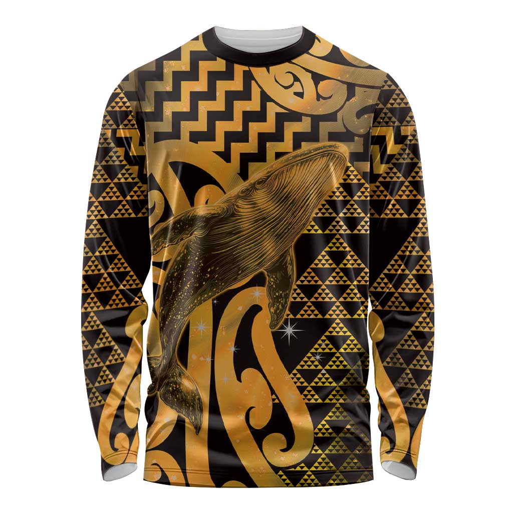 Humpback Whale Matariki New Zealand Long Sleeve Shirt NZ Maori Paikea Poutama Luxury Gold LT14 Unisex Gold - Polynesian Pride