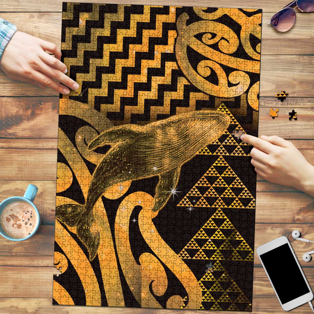 Humpback Whale Matariki New Zealand Puzzle NZ Maori Paikea Poutama Luxury Gold LT14 Gold - Polynesian Pride