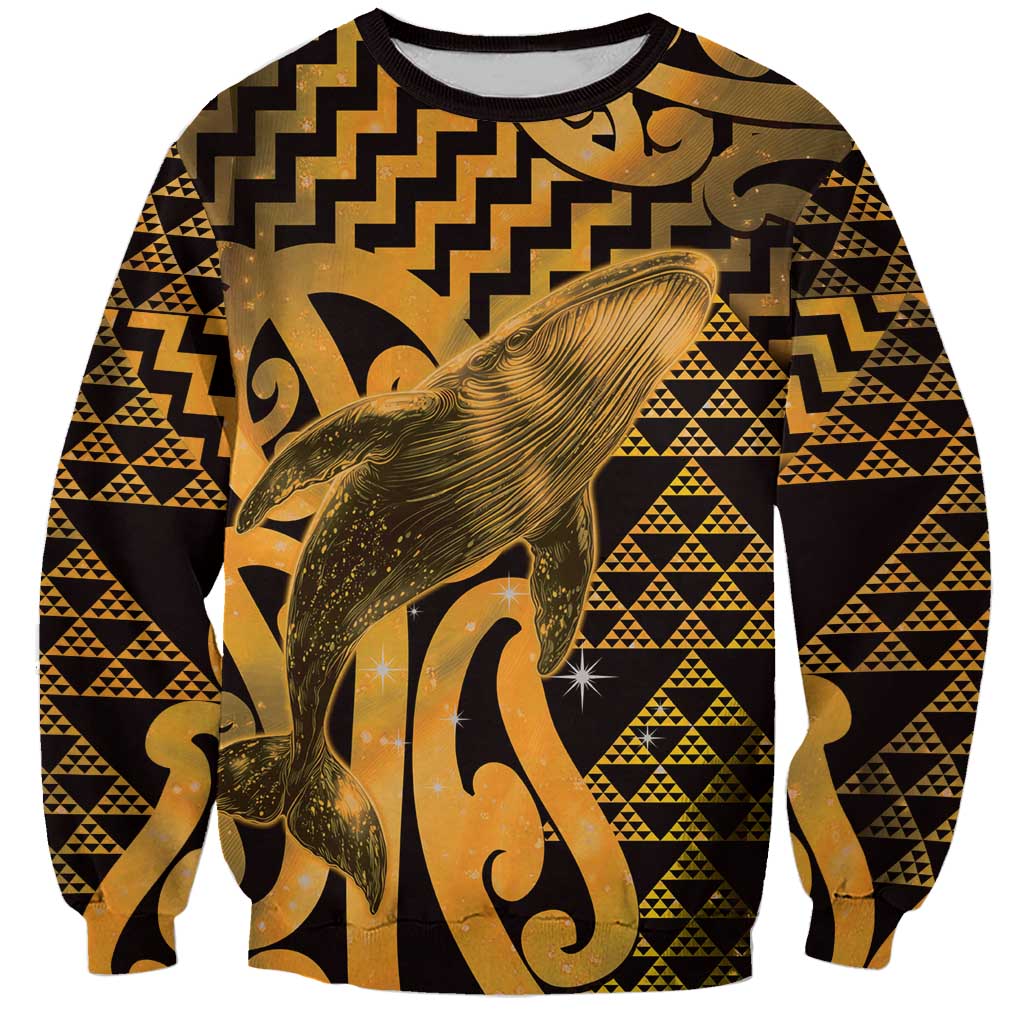 Humpback Whale Matariki New Zealand Sweatshirt NZ Maori Paikea Poutama Luxury Gold LT14 Unisex Gold - Polynesian Pride