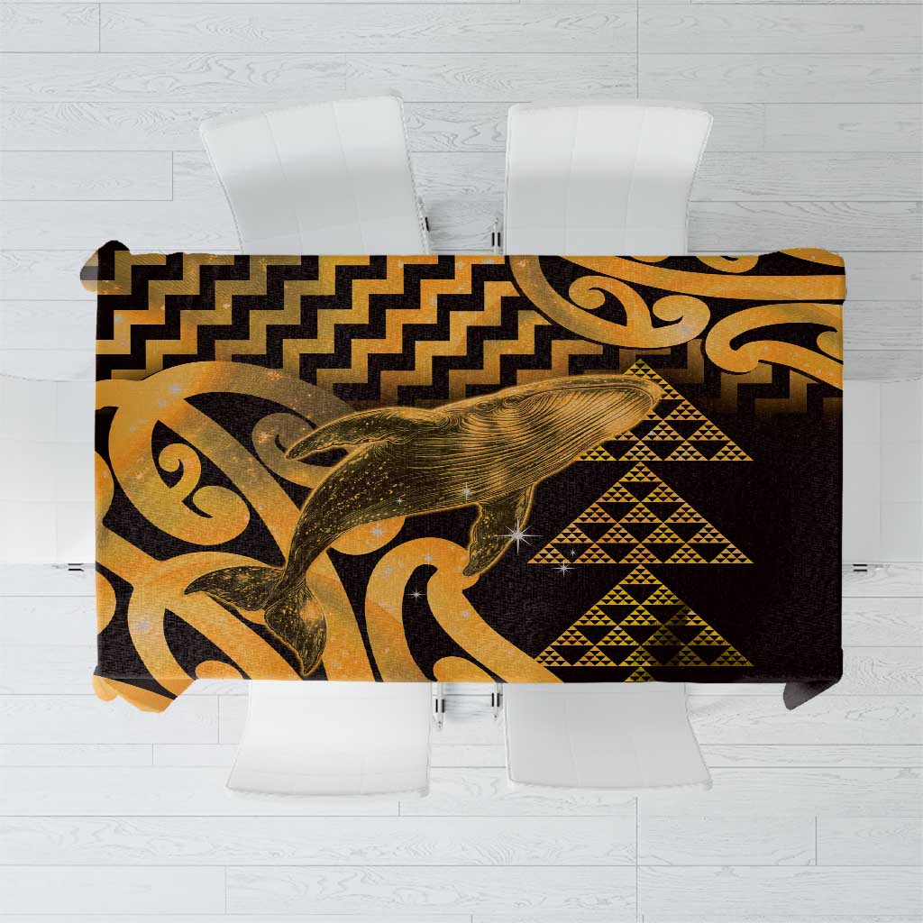 Humpback Whale Matariki New Zealand Tablecloth NZ Maori Paikea Poutama Luxury Gold LT14 Gold - Polynesian Pride