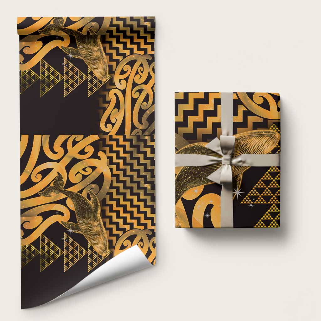 Humpback Whale Matariki New Zealand Wrapping Paper NZ Maori Paikea Poutama Luxury Gold LT14 58" × 23" Gold - Polynesian Pride