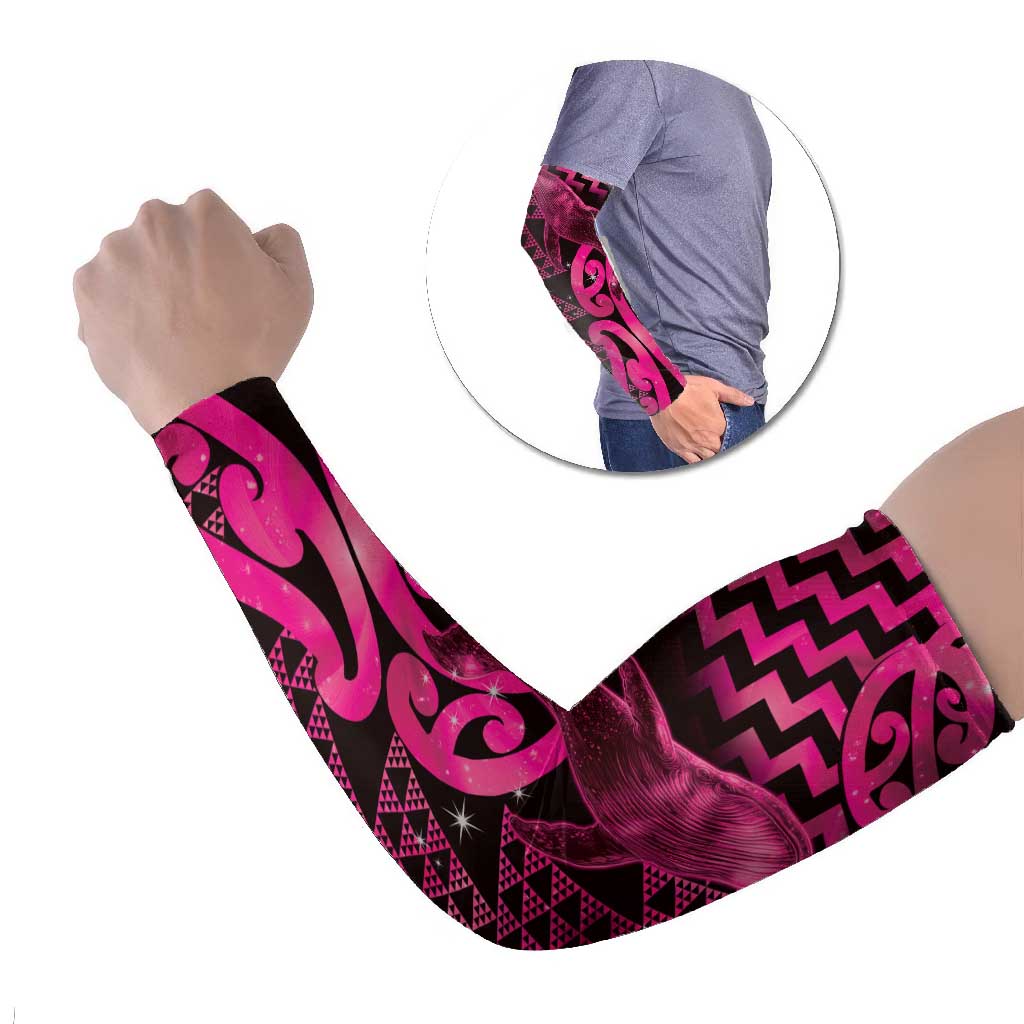 Humpback Whale Matariki New Zealand Arm Sleeves NZ Maori Paikea Poutama Luxury Pink LT14 Set of 2 Pink - Polynesian Pride