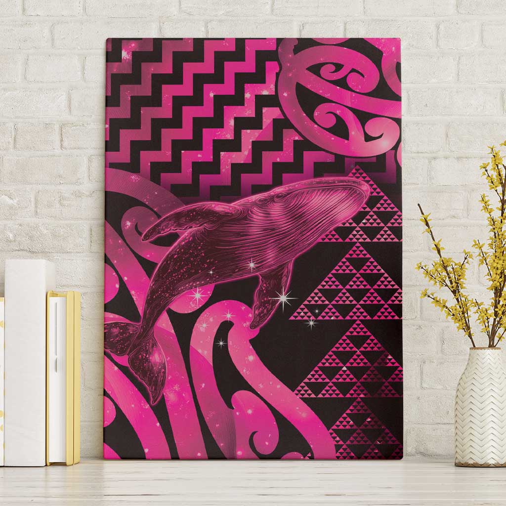 Humpback Whale Matariki New Zealand Canvas Wall Art NZ Maori Paikea Poutama Luxury Pink LT14 Without Frame Pink - Polynesian Pride