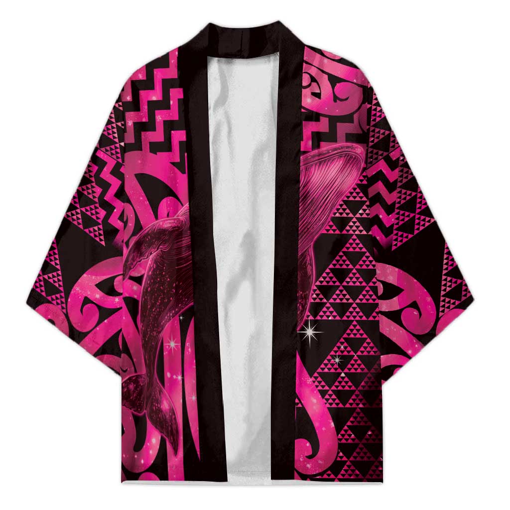 Humpback Whale Matariki New Zealand Kimono NZ Maori Paikea Poutama Luxury Pink LT14 Unisex Pink - Polynesian Pride