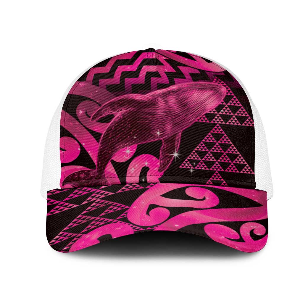 Humpback Whale Matariki New Zealand Mesh Trucker Cap NZ Maori Paikea Poutama Luxury Pink LT14 One Size White Pink - Polynesian Pride