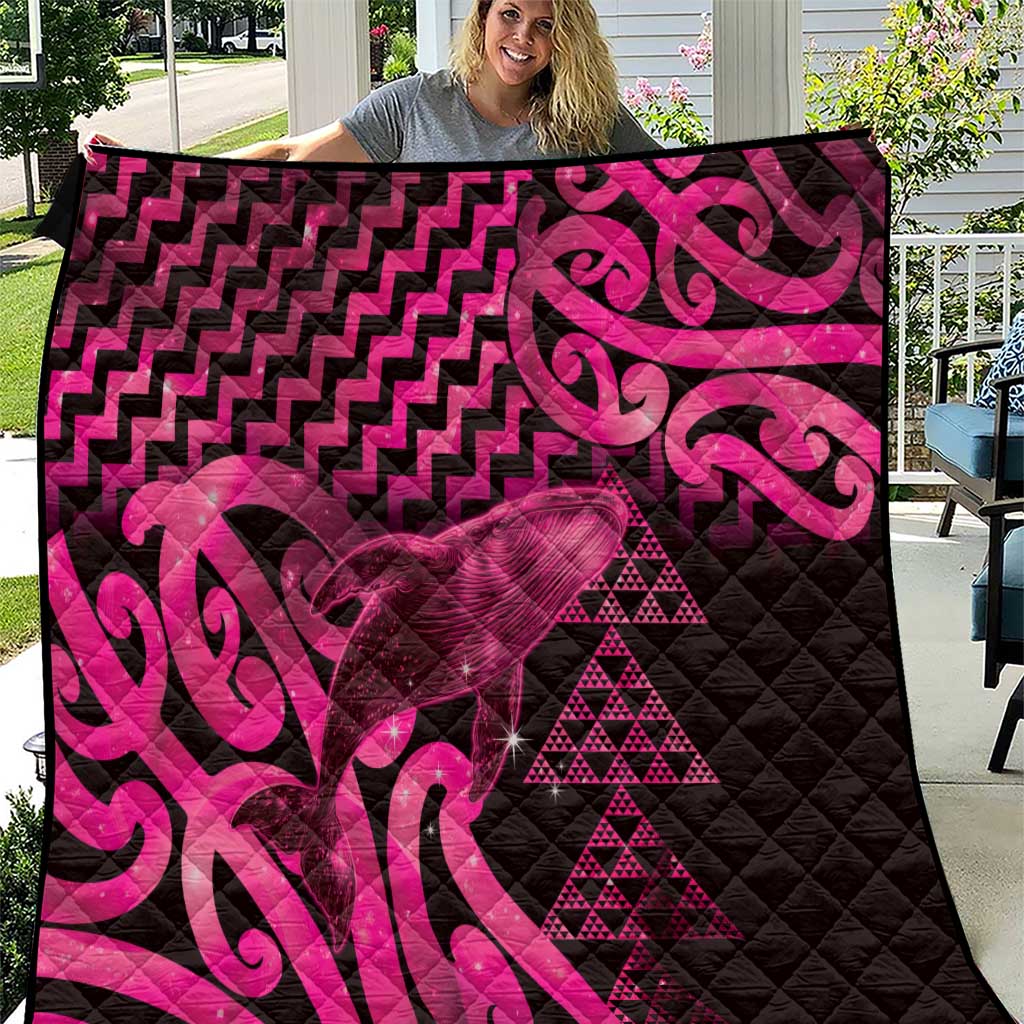Humpback Whale Matariki New Zealand Quilt NZ Maori Paikea Poutama Luxury Pink LT14 Pink - Polynesian Pride