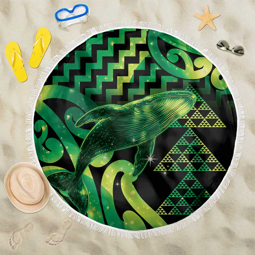 Humpback Whale Matariki New Zealand Beach Blanket NZ Maori Paikea Poutama Luxury Green LT14 One Size 150cm Green - Polynesian Pride